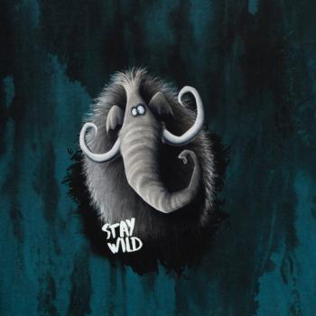 Preview: Sweat angeraut Panel mit zwei Mammuts in Petrol, 89 cm lang